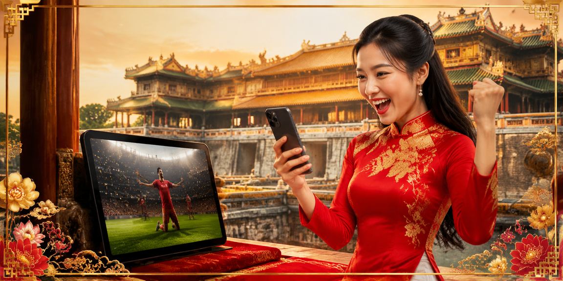 Thiếu nữ áo dài Huế tượng trưng cho trải nghiệm đăng ký nhận thưởng mang phong cách Việt Nam tại 45i